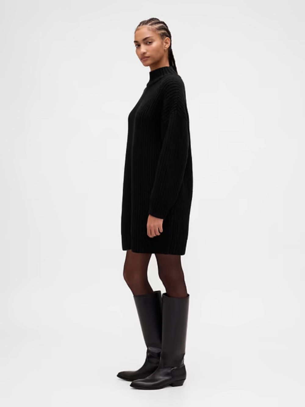 Gap | Oversized Turtleneck Sweater Mini Dress | Black | Small